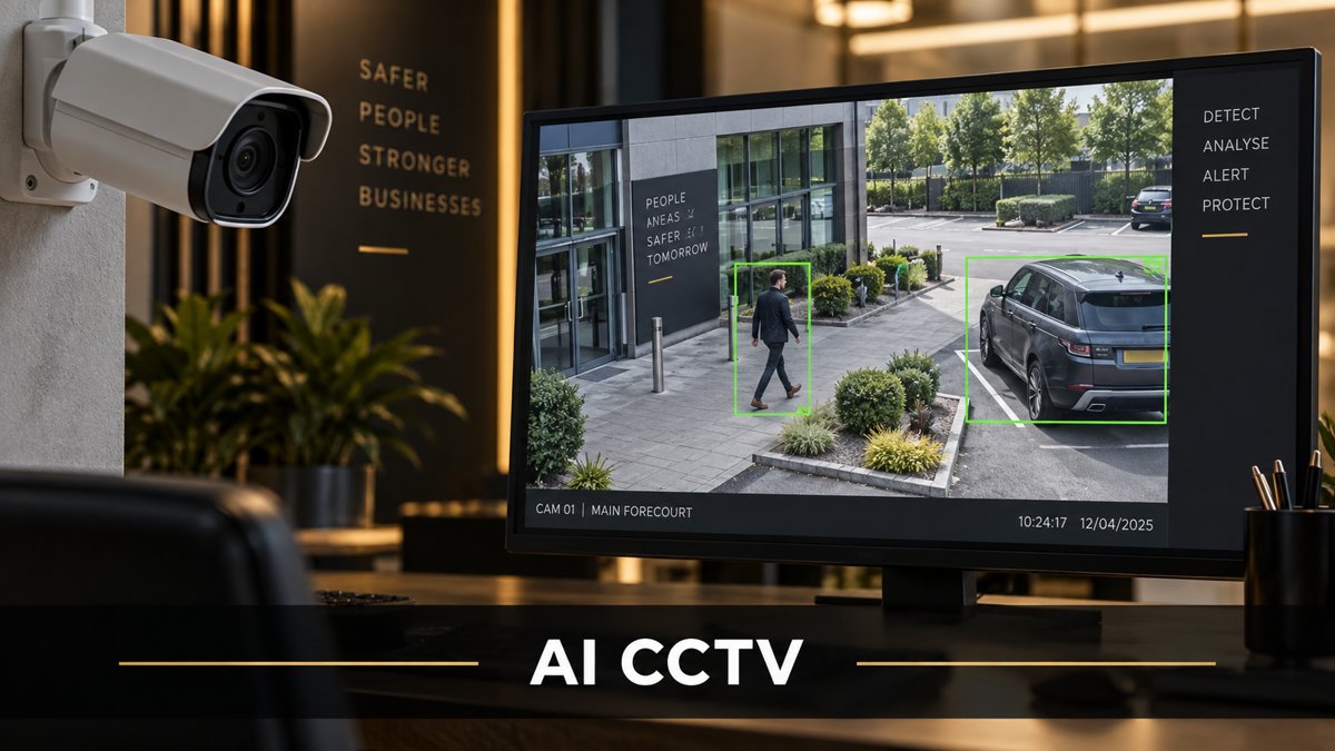 Illustrative AI CCTV detecting a person and vehicle