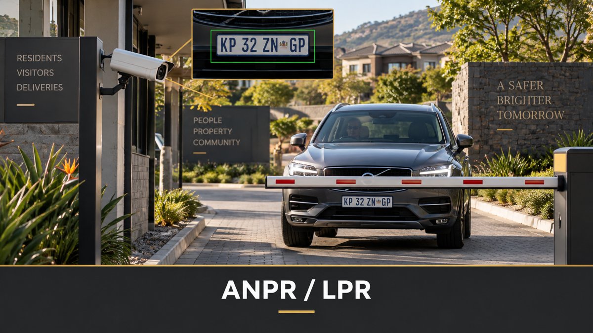 Illustrative number-plate recognition at a secure vehicle entrance